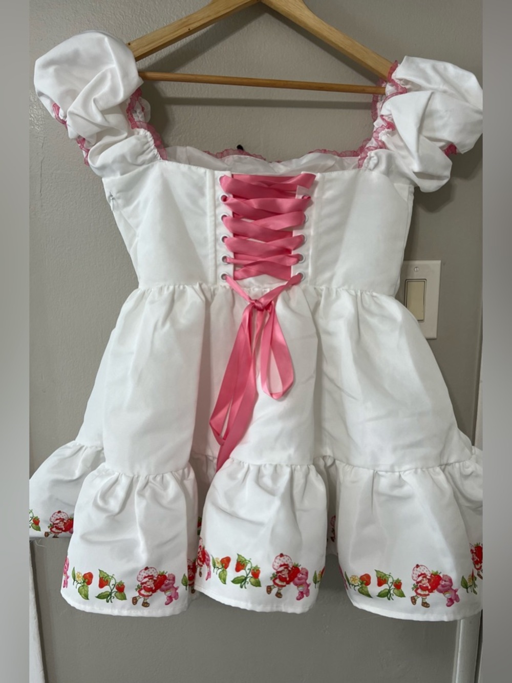 Dolls Kill Strawberry Shortcake Care Bears Puff Sleeve Coquette Dress M - Picture 7 of 16